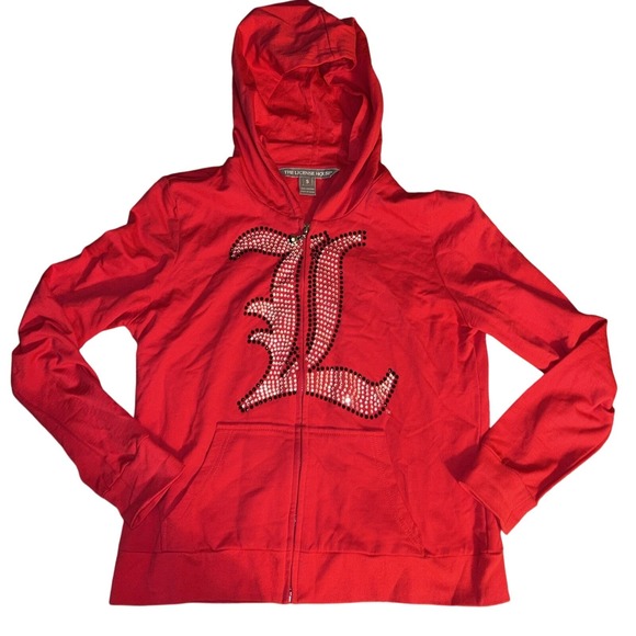 The License House Unisex S Red Louisville Cardinals Rhinestone Zip Hoodie - Picture 1 of 14